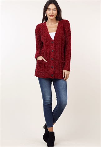 Chenille Button Up Cardigan 