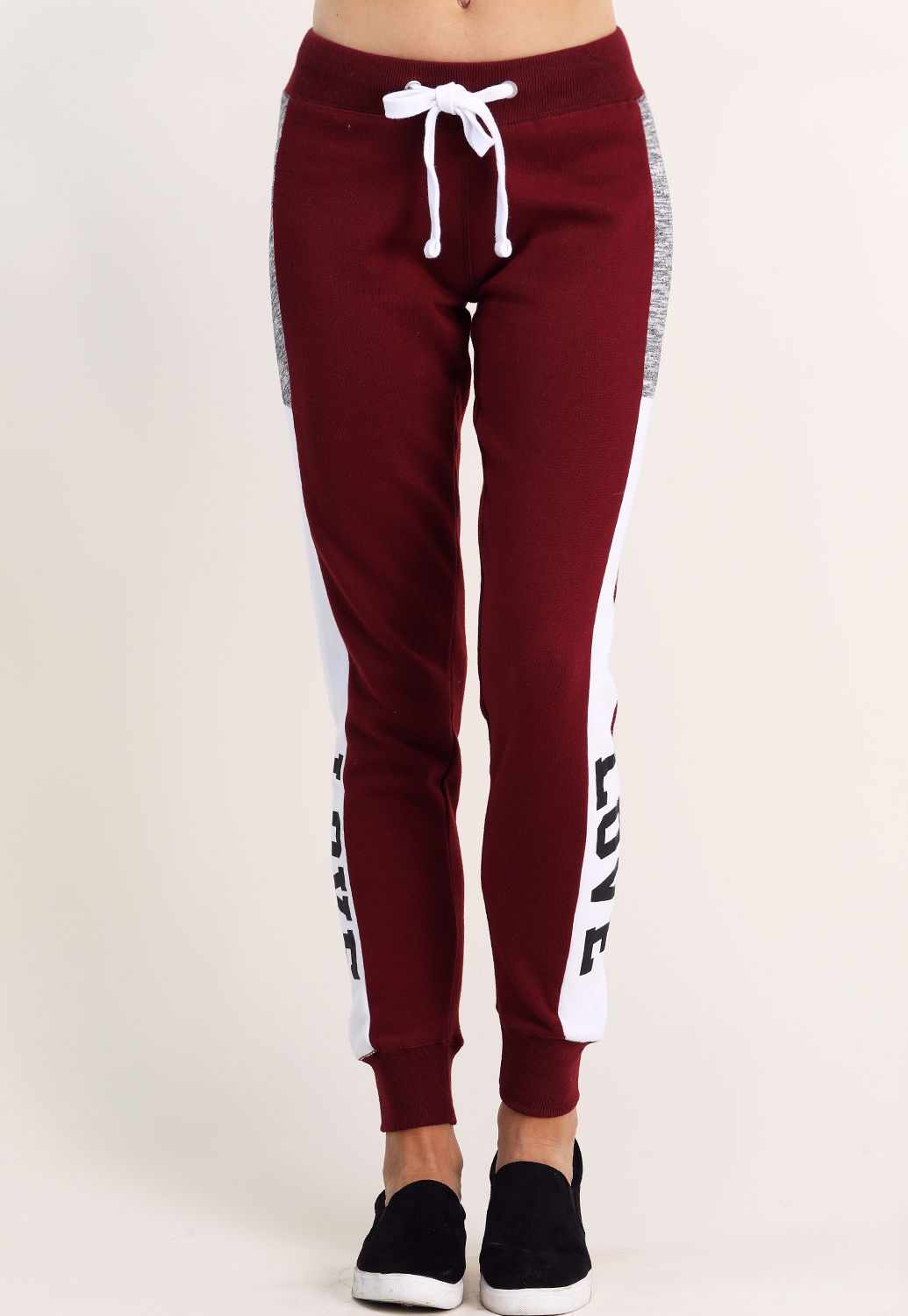 Side Colorblock Love Graphic Joggers
