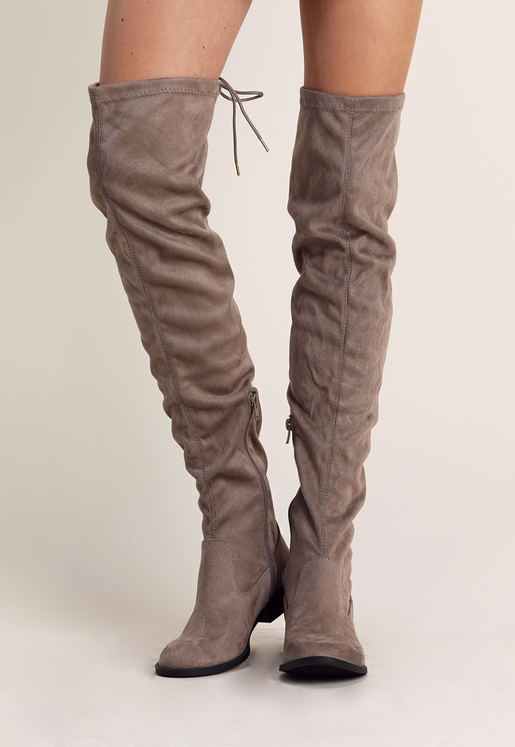 Faux Suede Thigh High Boots