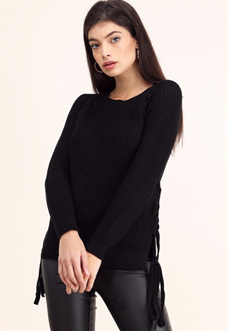 Side Lace Up Knit Sweater 