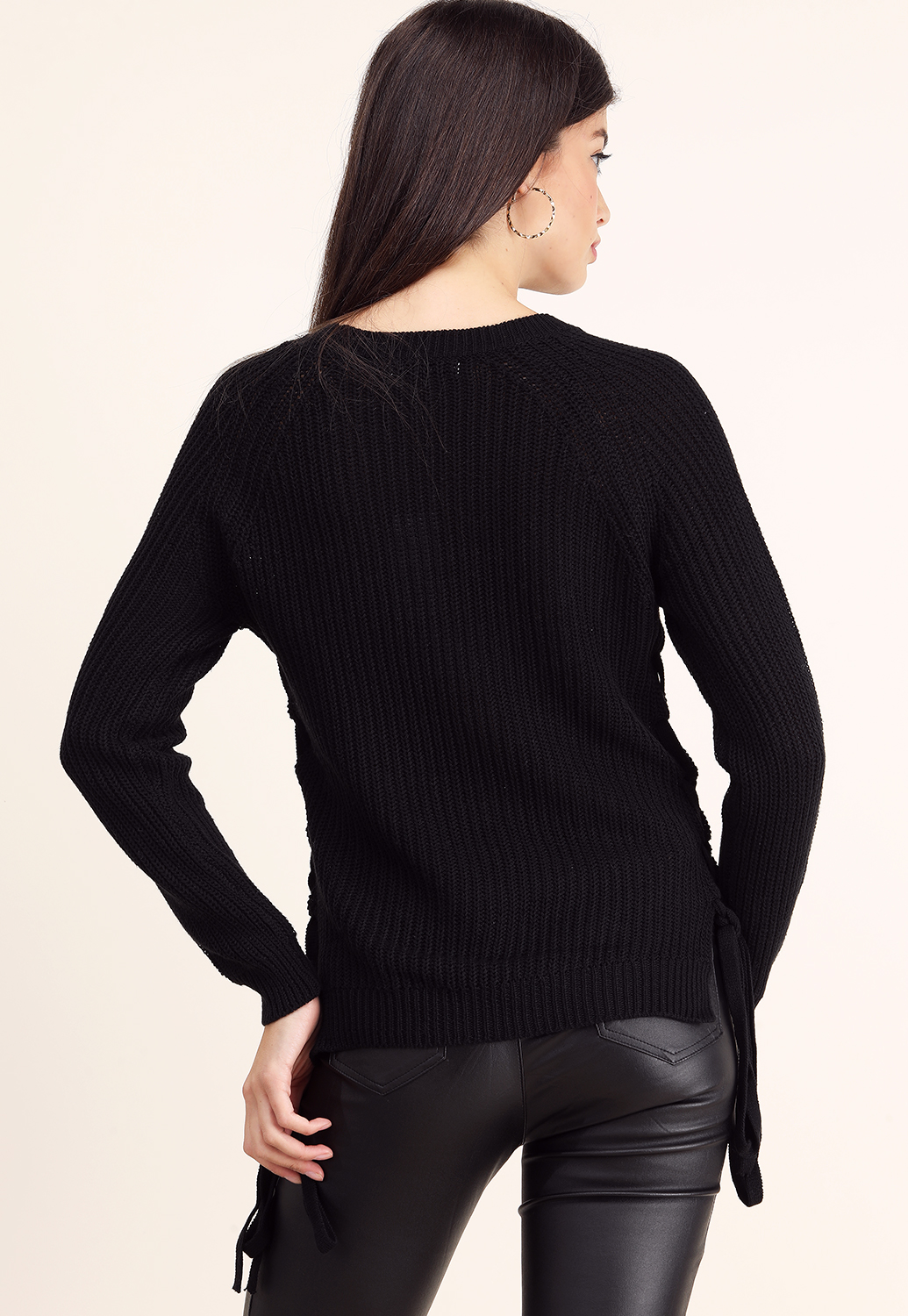 Side Lace Up Knit Sweater 