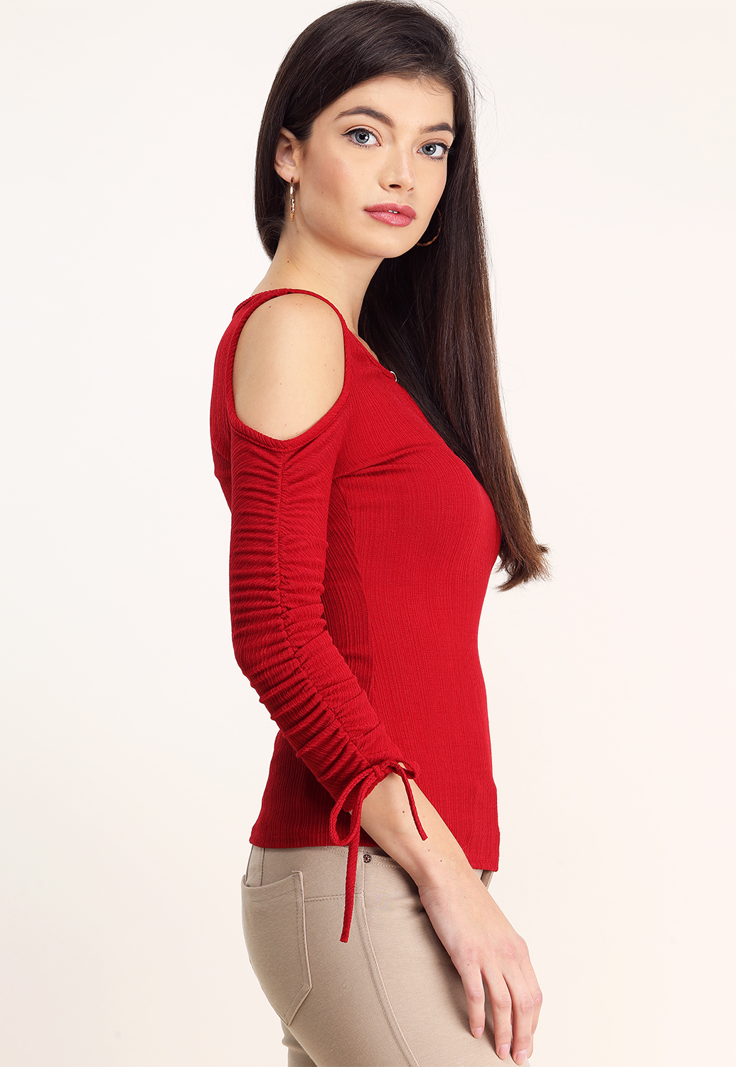 Ruched Long Sleeve Casual Top 