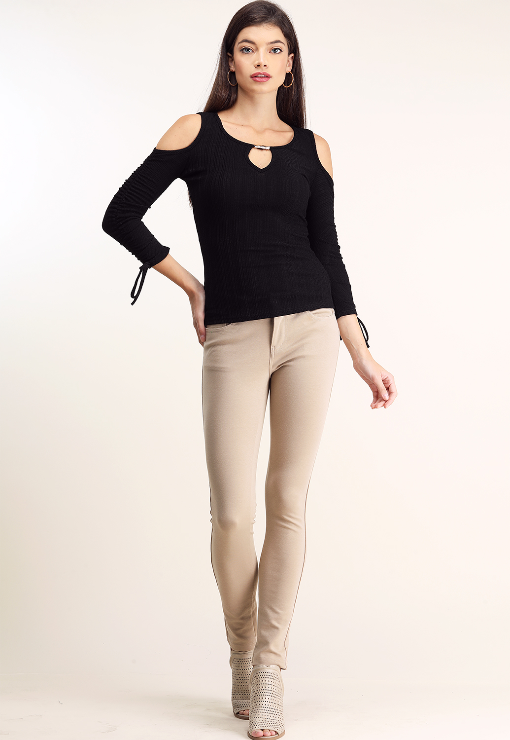 Ruched Long Sleeve Casual Top 