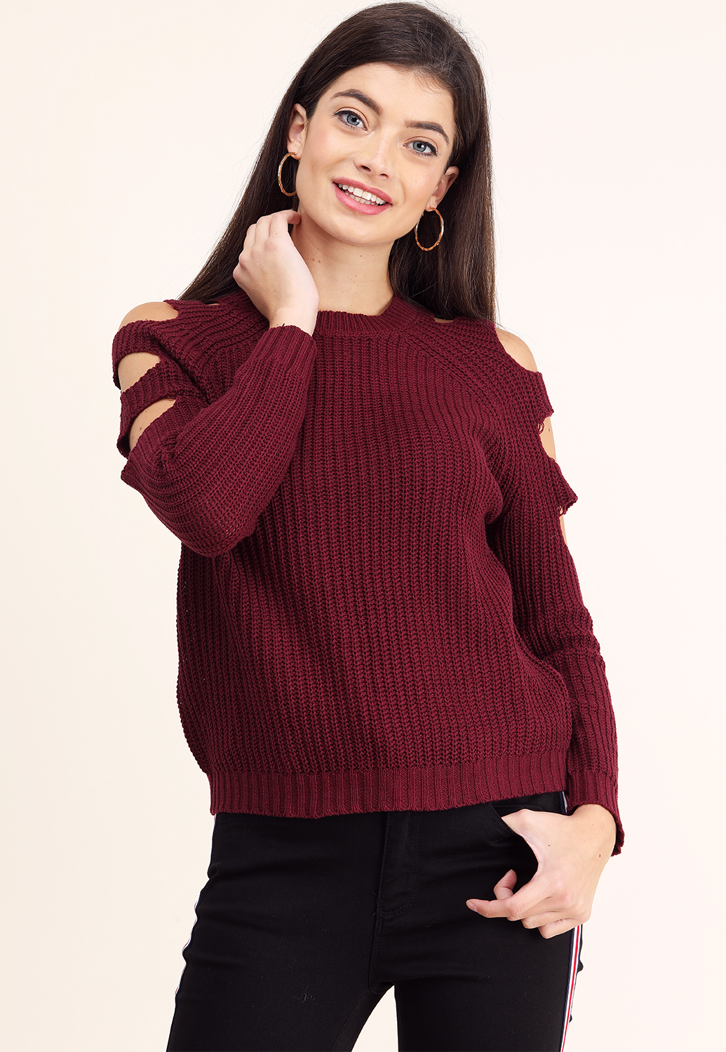 Shoulder Detail  Knit Sweater 
