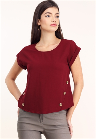Side Button Detail Dressy Top 