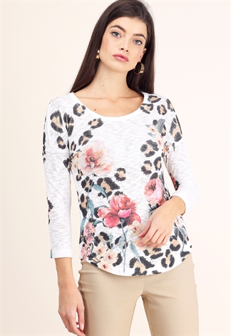 Floral Print Knit Casual Top 