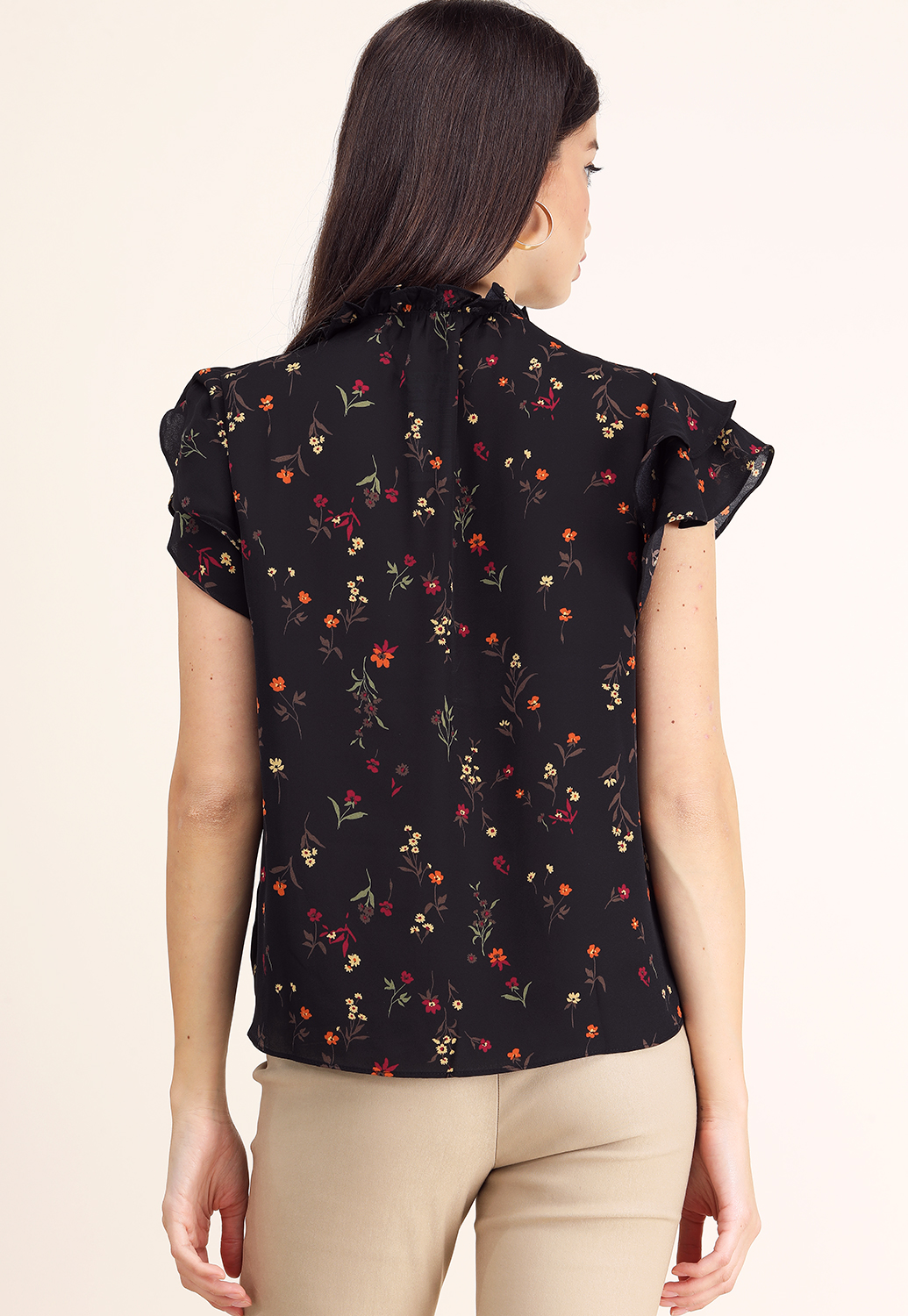 Ruffle Detail Floral Top