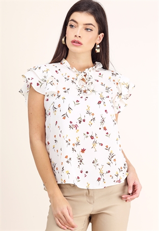 Ruffle Detail Floral Top