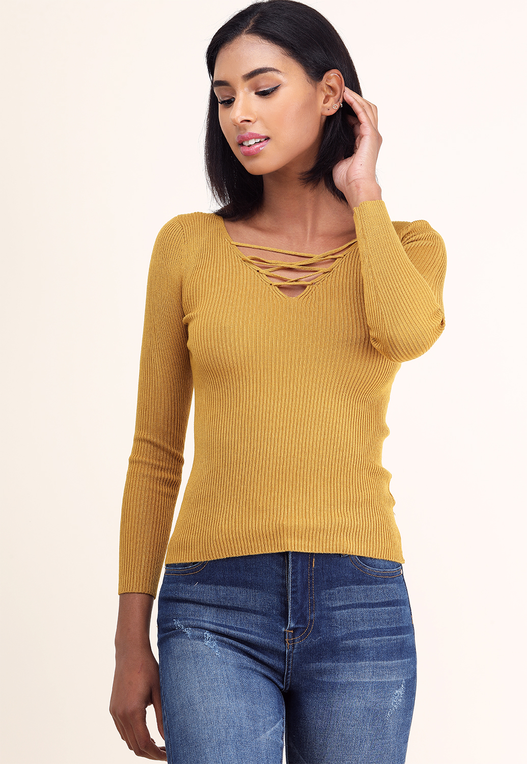 Criss-Cross Ribbed Knit Top