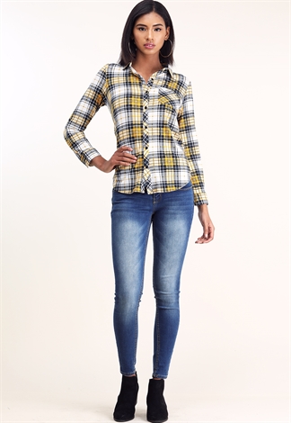 High Rise Multi Button Skinny Jeans 