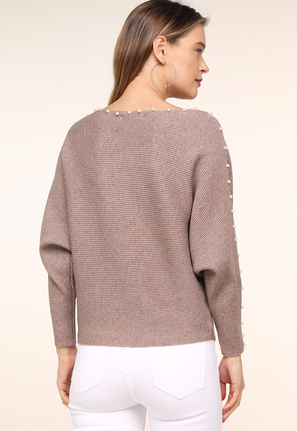 Faux Pearl Embellished Sweater 