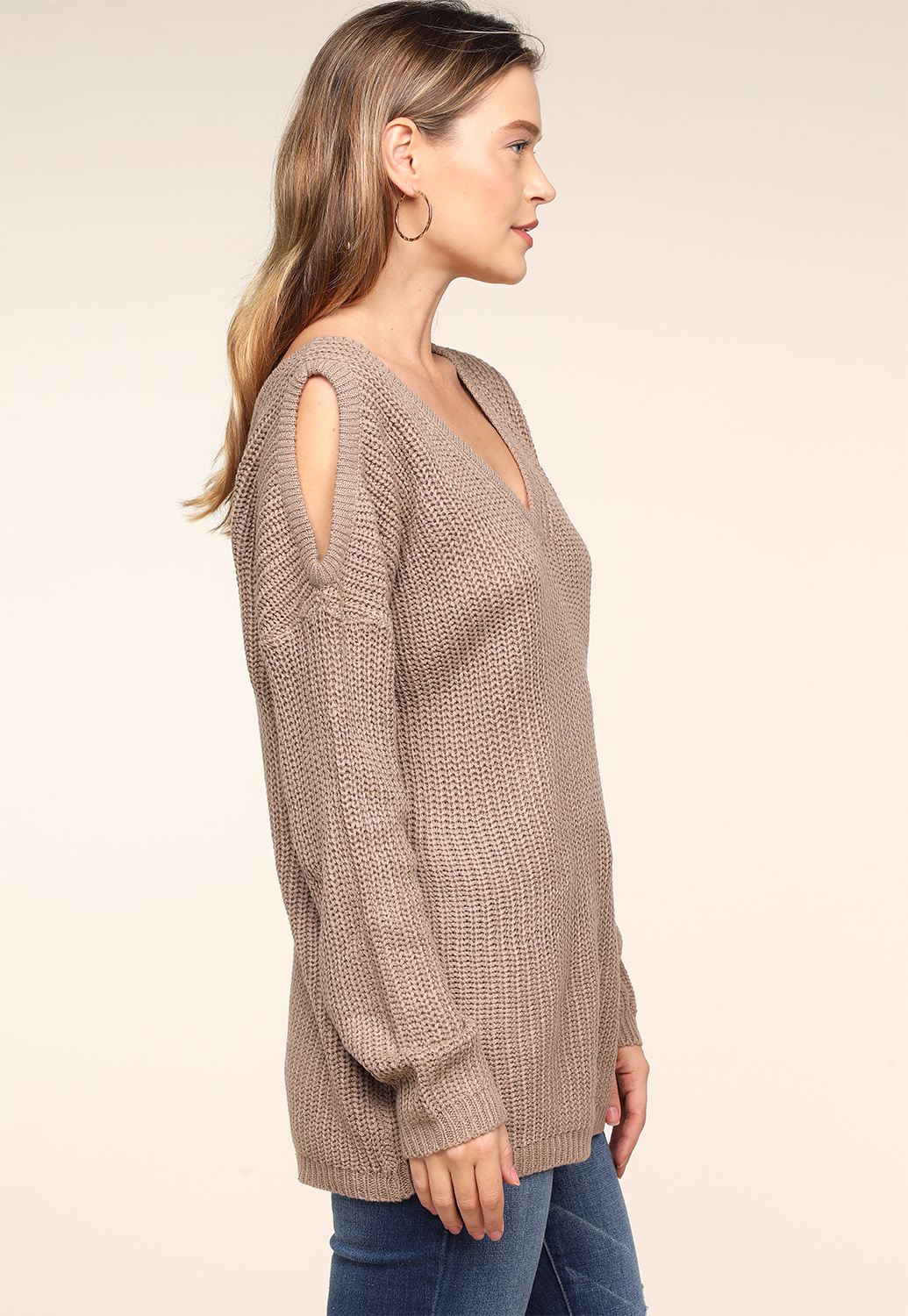 Open Shoulder Knit Sweater 