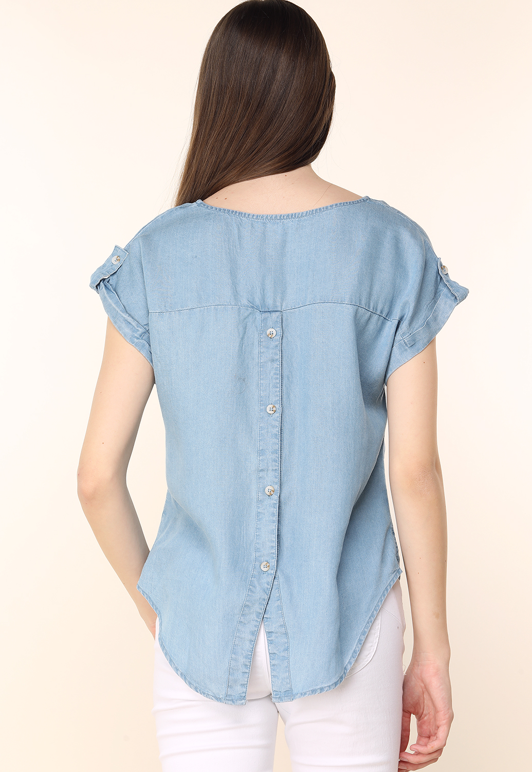 Back Button Up Casual Top 