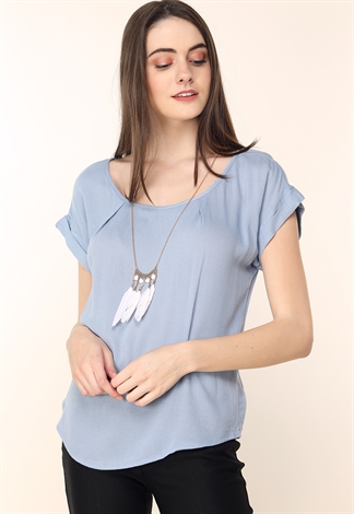 Dressy Top W/ Feather Necklace 