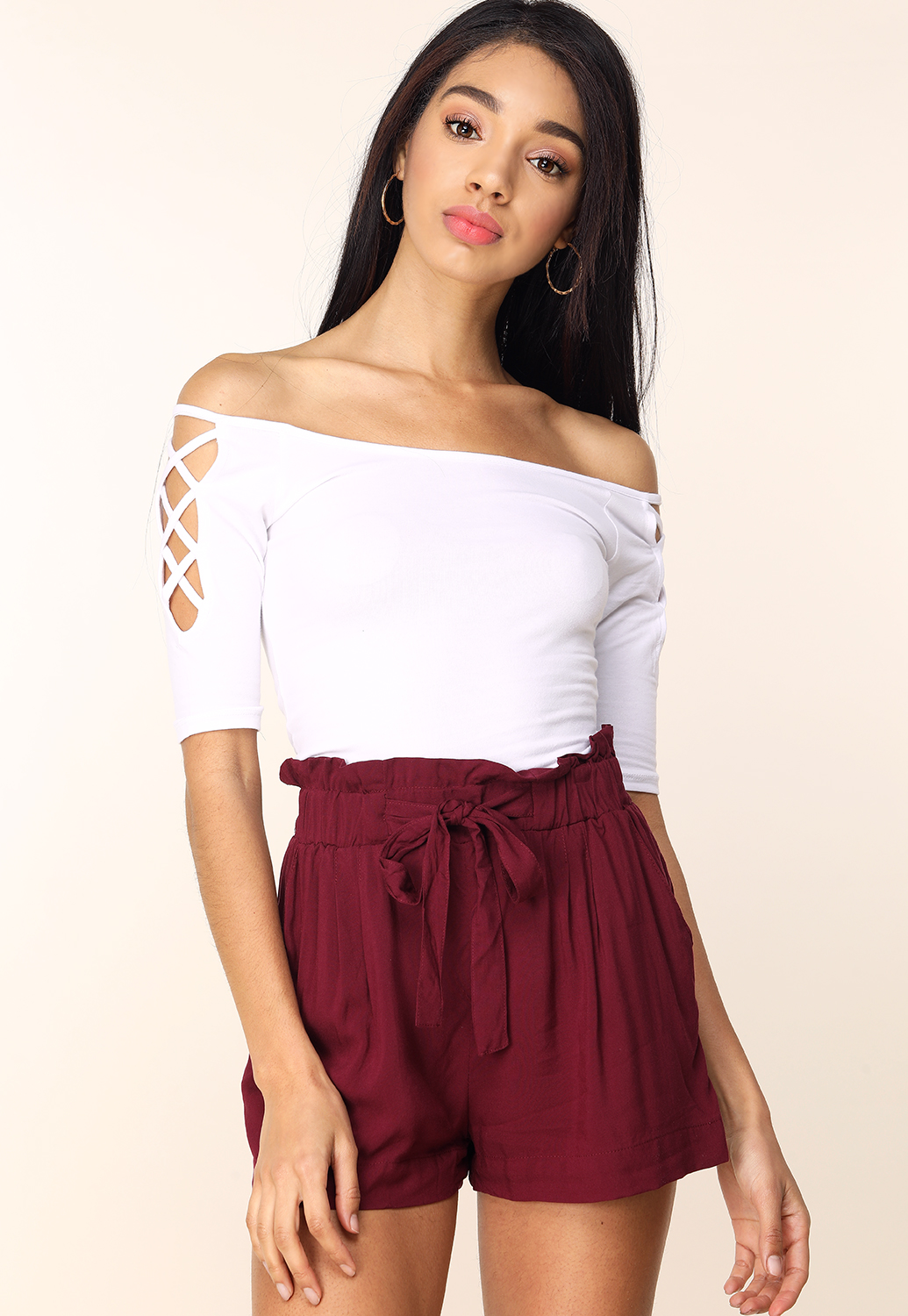 Lace-Up Off The Shoulder Tee