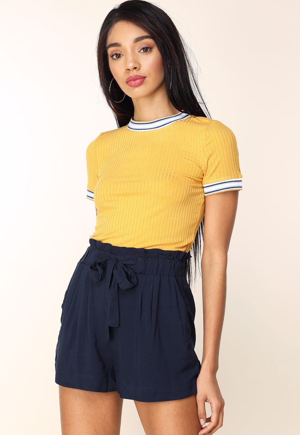 Ribbed Round Neck Top 