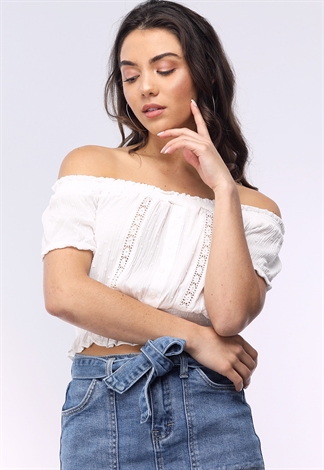 Off The Shoulder Ruffle Detail Top 