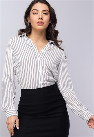 Pinstriped Button Up Dressy Top 