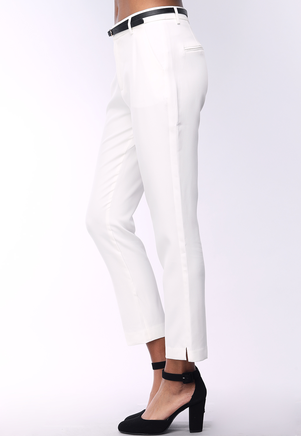 Faux Leather Belted Dressy Pants 