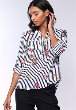 Floral Pinstriped Dressy Top
