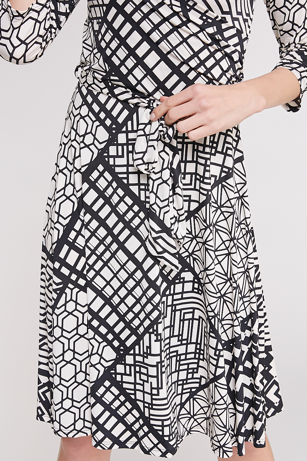Abstract Print Front-Surplice Mini Dress 