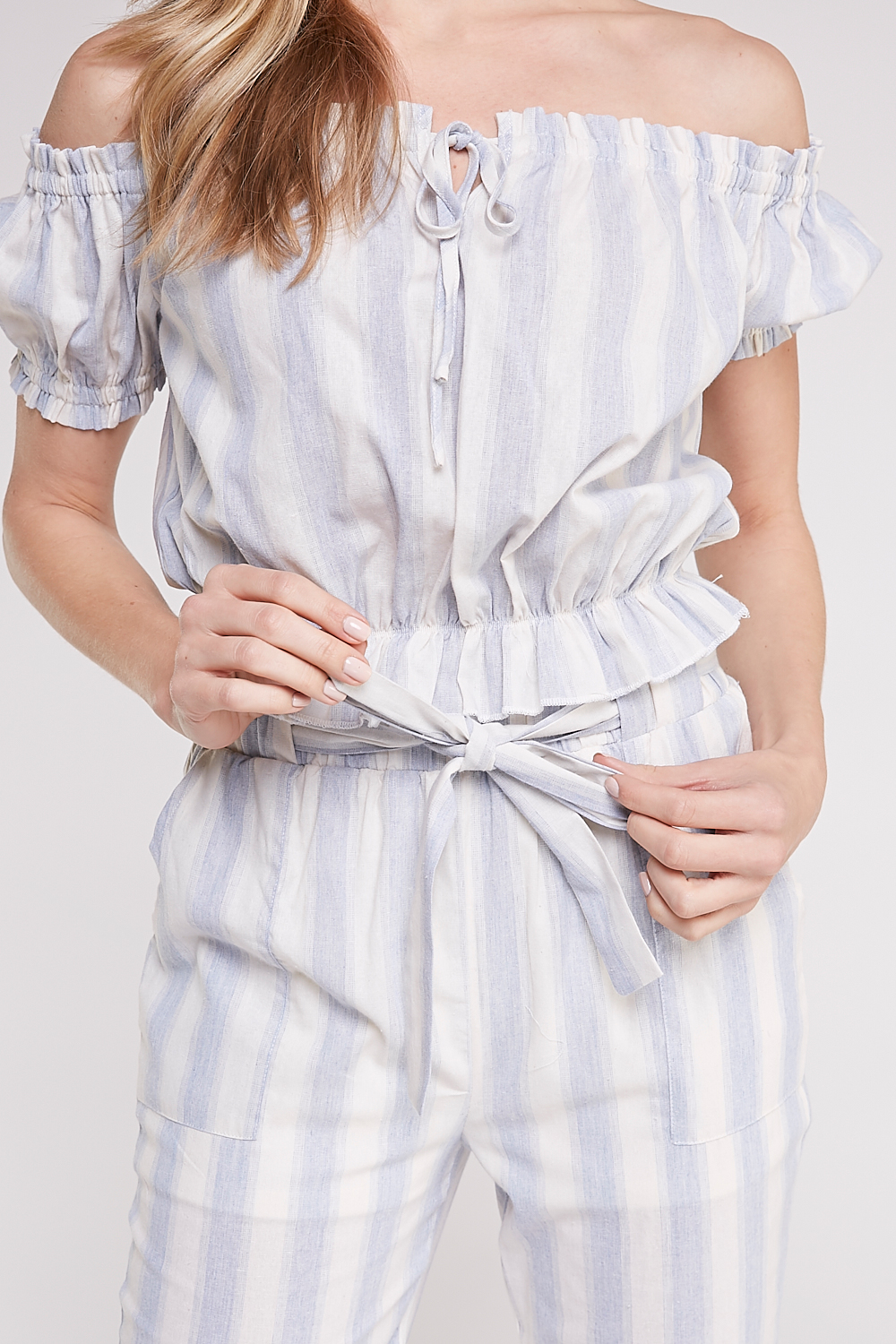 Off The Shoulder Striped Casual Top 