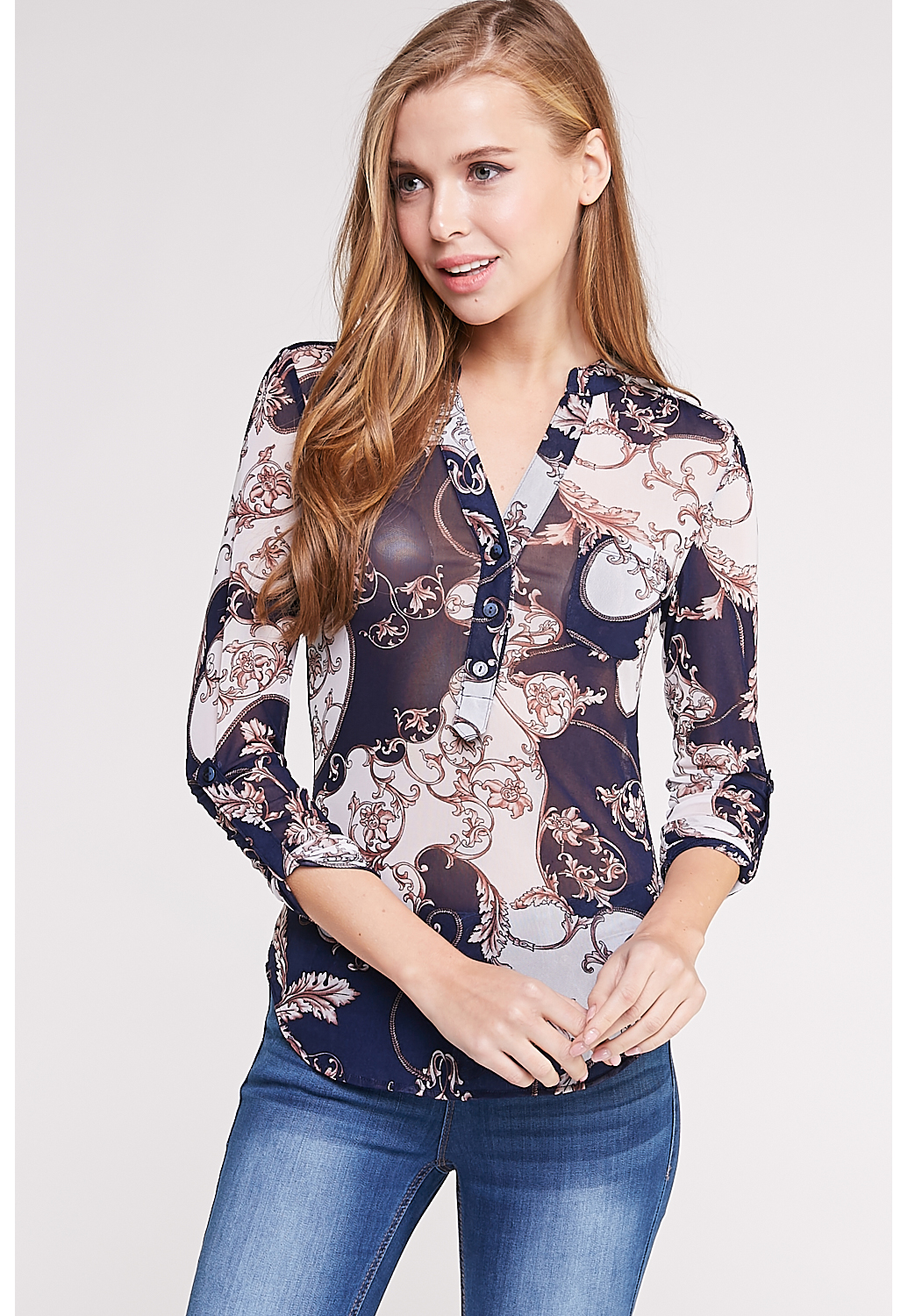 Paisley Roll-Up Blouse 