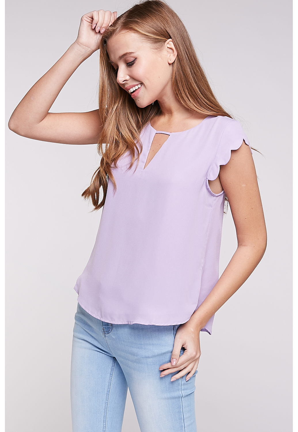 Scalloped Sleeve Dressy Top
