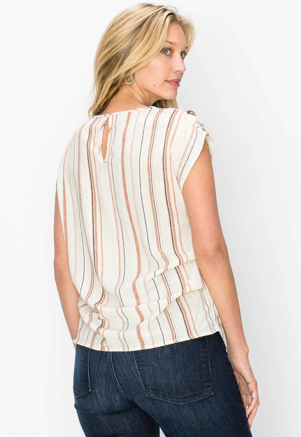 Pinstriped Side Ruched Dressy Top 