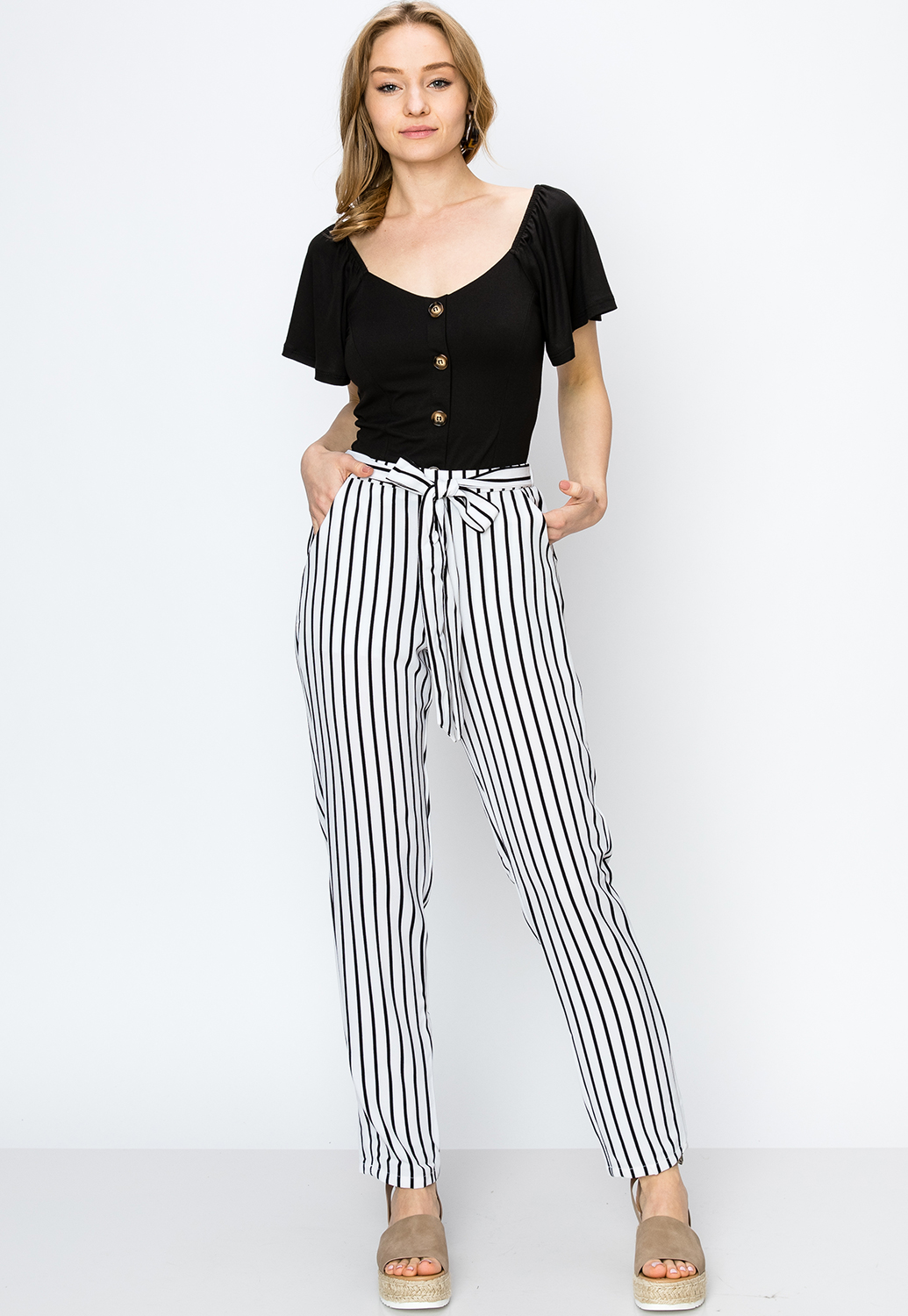 Pinstriped Casual Pants 