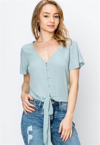 Tie Front Button Up Top 