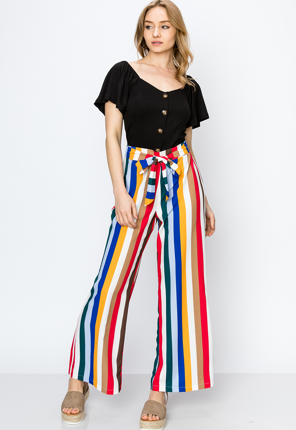 Pinstriped Multi-Color Casual Pants 