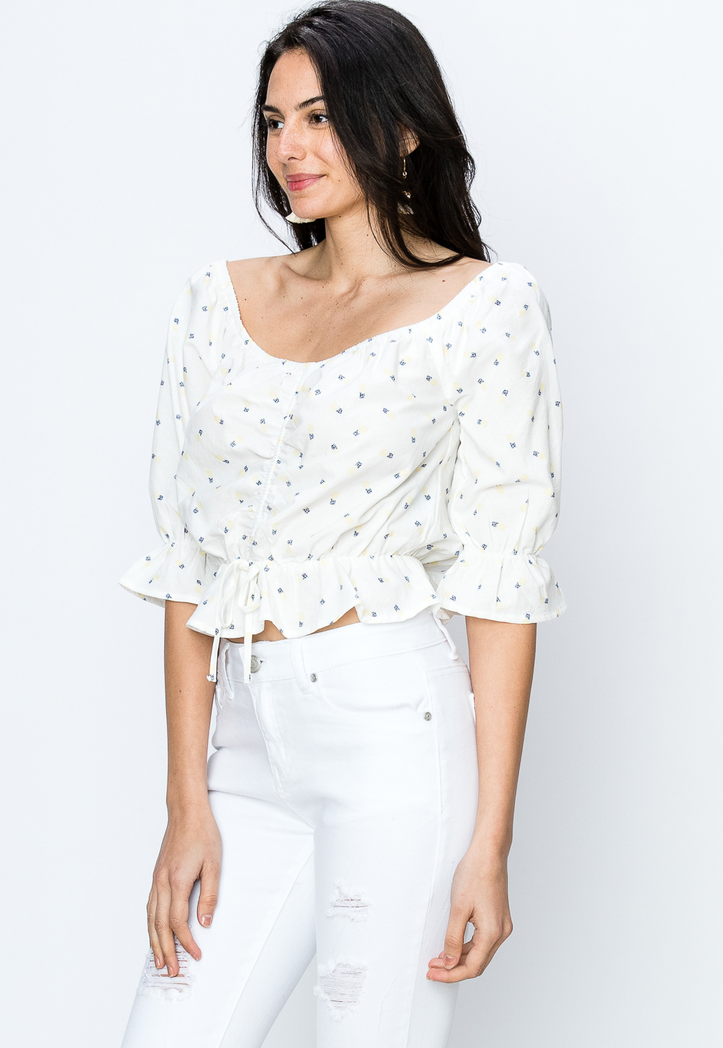 Pineapple Print Off The Shoulder Top 