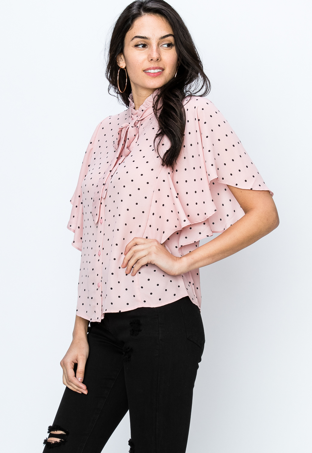Polka Dot Button Up Dressy Top | Shop Blouses & Shirts at Papaya Clothing