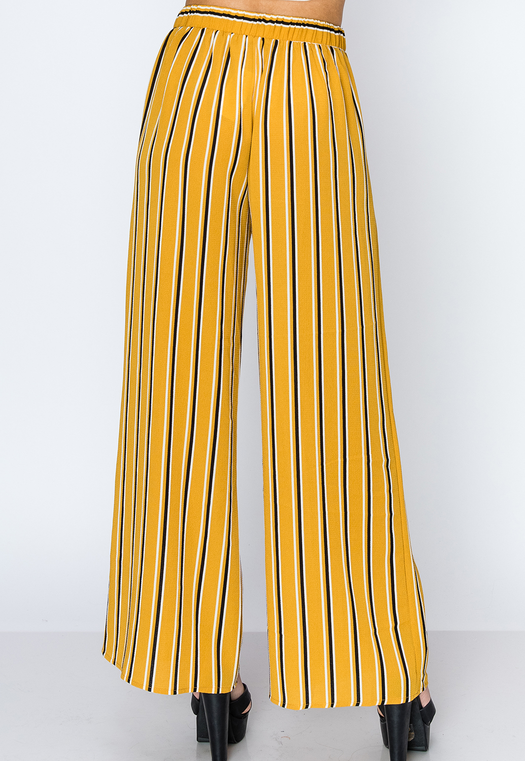Pinstriped Tie-Front Casual Pants 