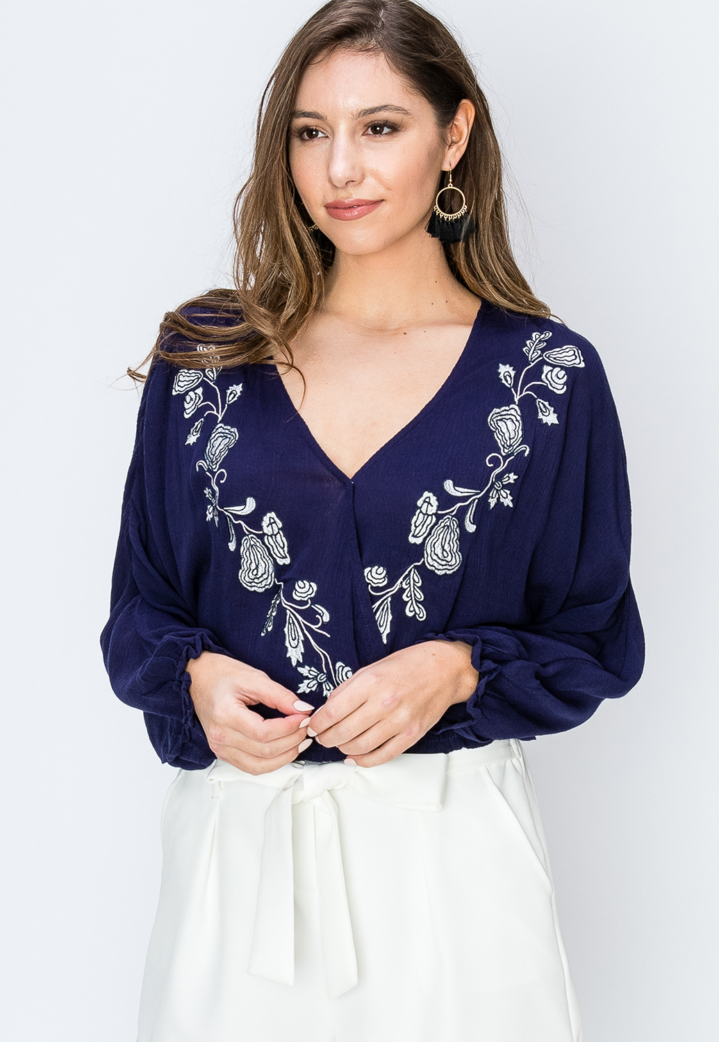 Floral Embroidered Casual Top 