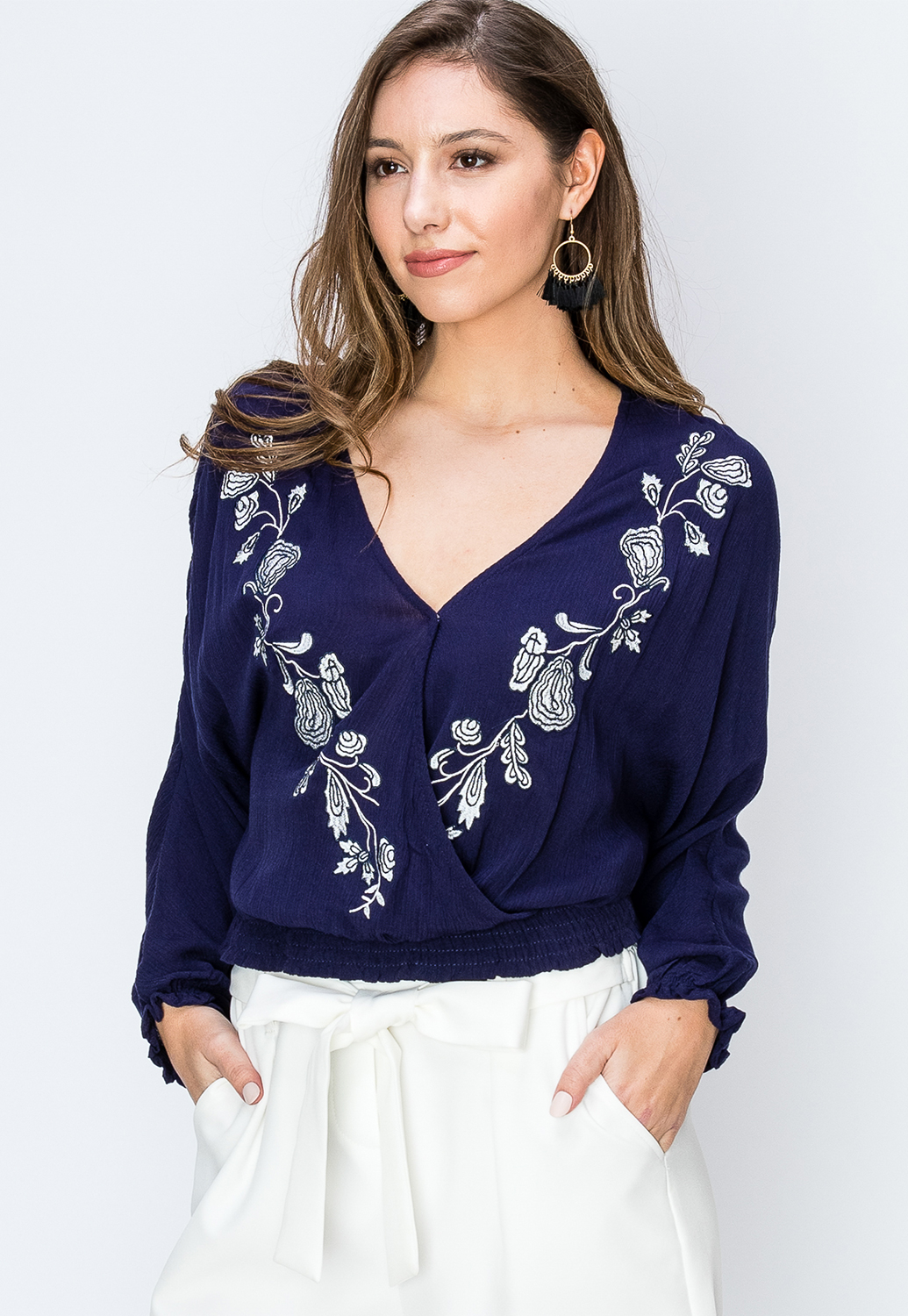 Floral Embroidered Casual Top 