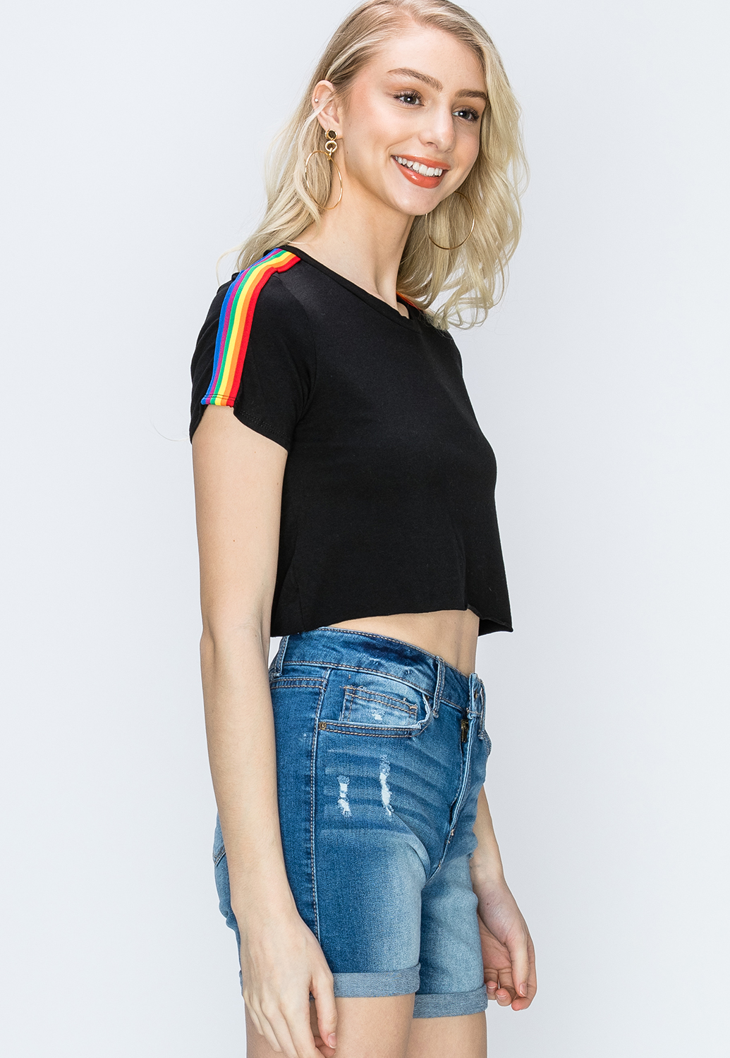 Rainbow Striped Cropped Top 