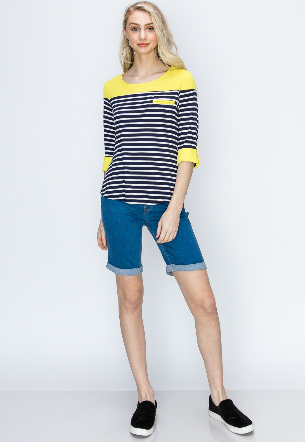 Striped Contrast Casual Top 