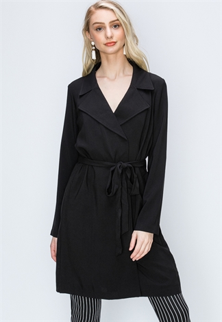 Open-Front Belted Trench Coat