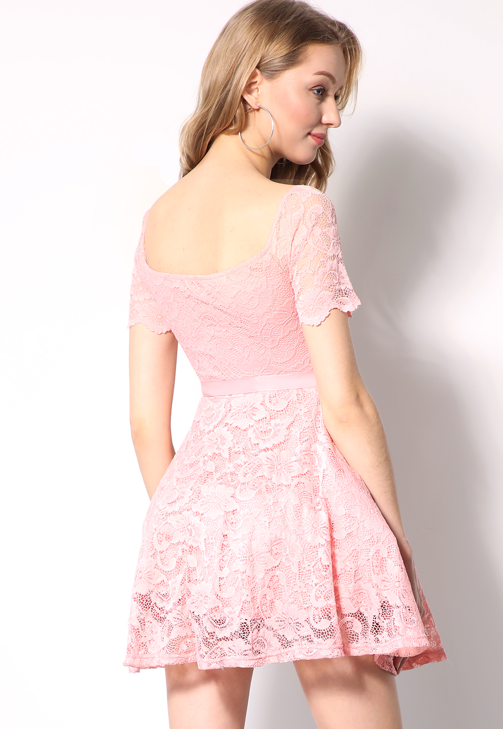 Floral-Lace Strapless Mini Dress