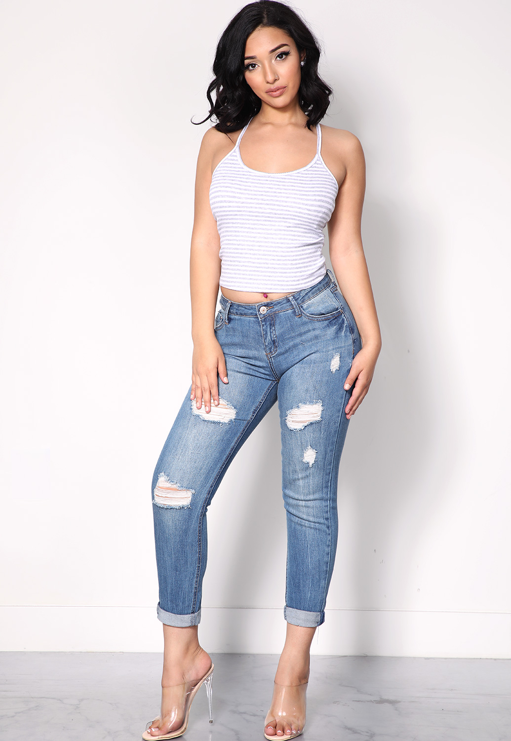 Distressed Denim Skinny Jeans | Shop Denim at Papaya Clothing