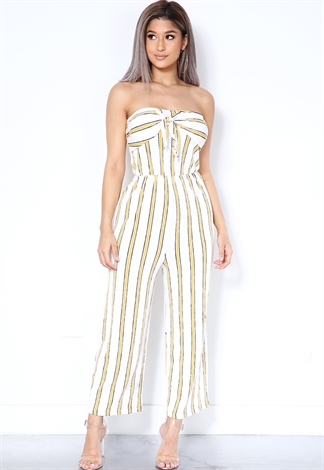 Strapless Pinstriped Jumpsuit 