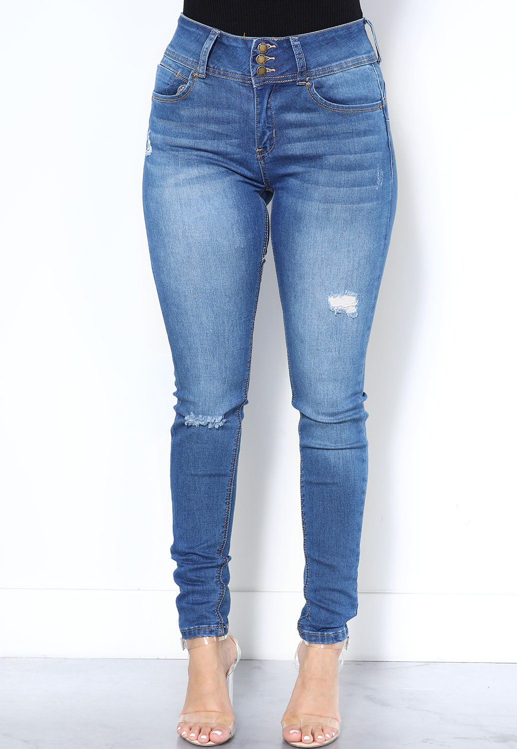 Distressed Denim Skinny Jeans 