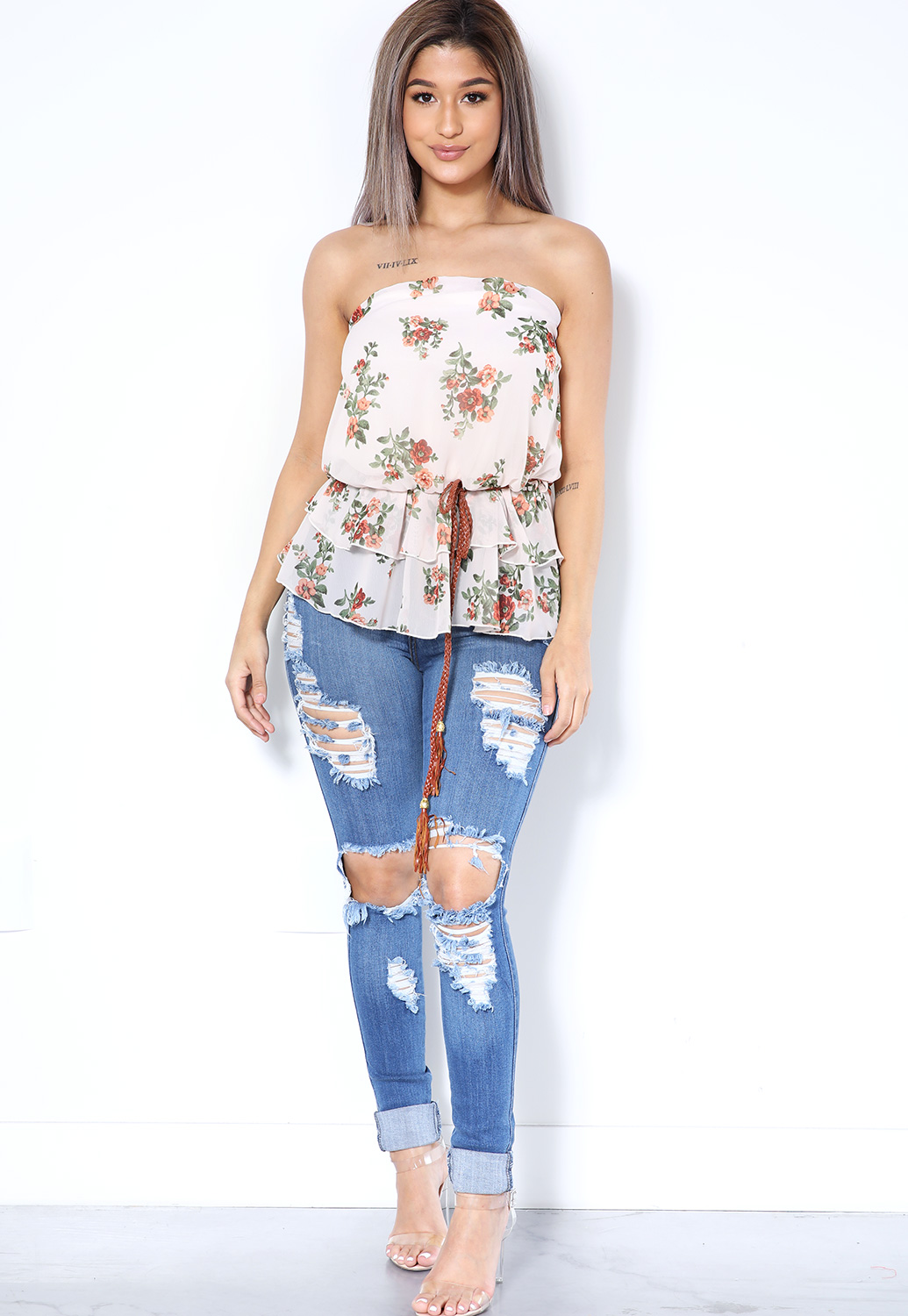 Floral Strapless Top 