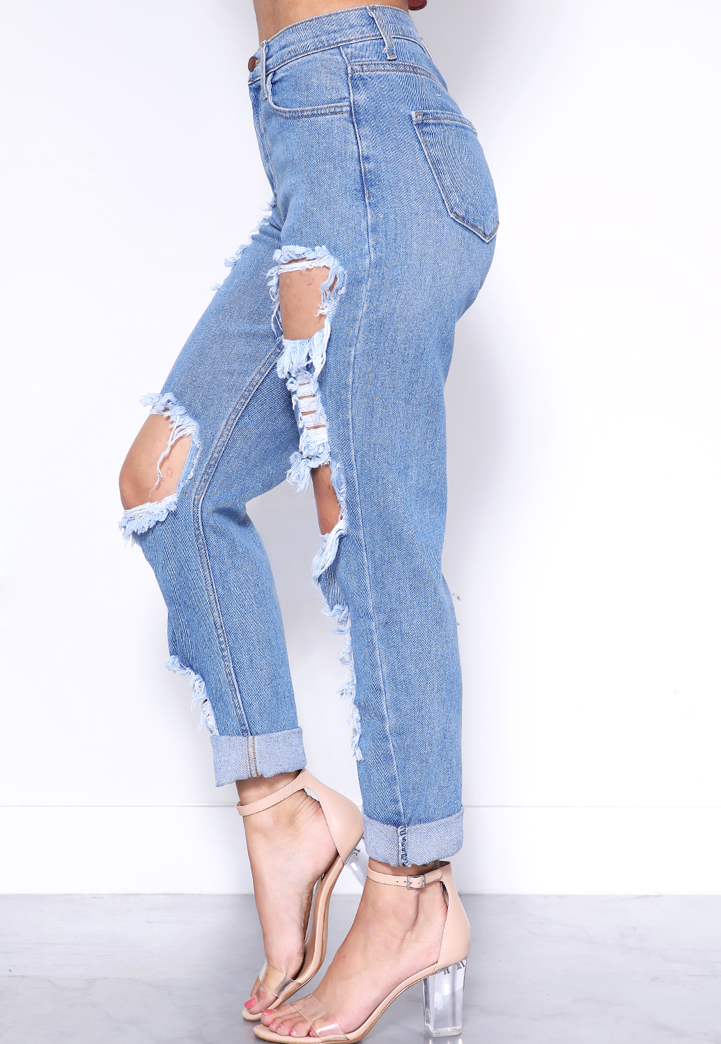 Distressed High Waisted Jeans 
