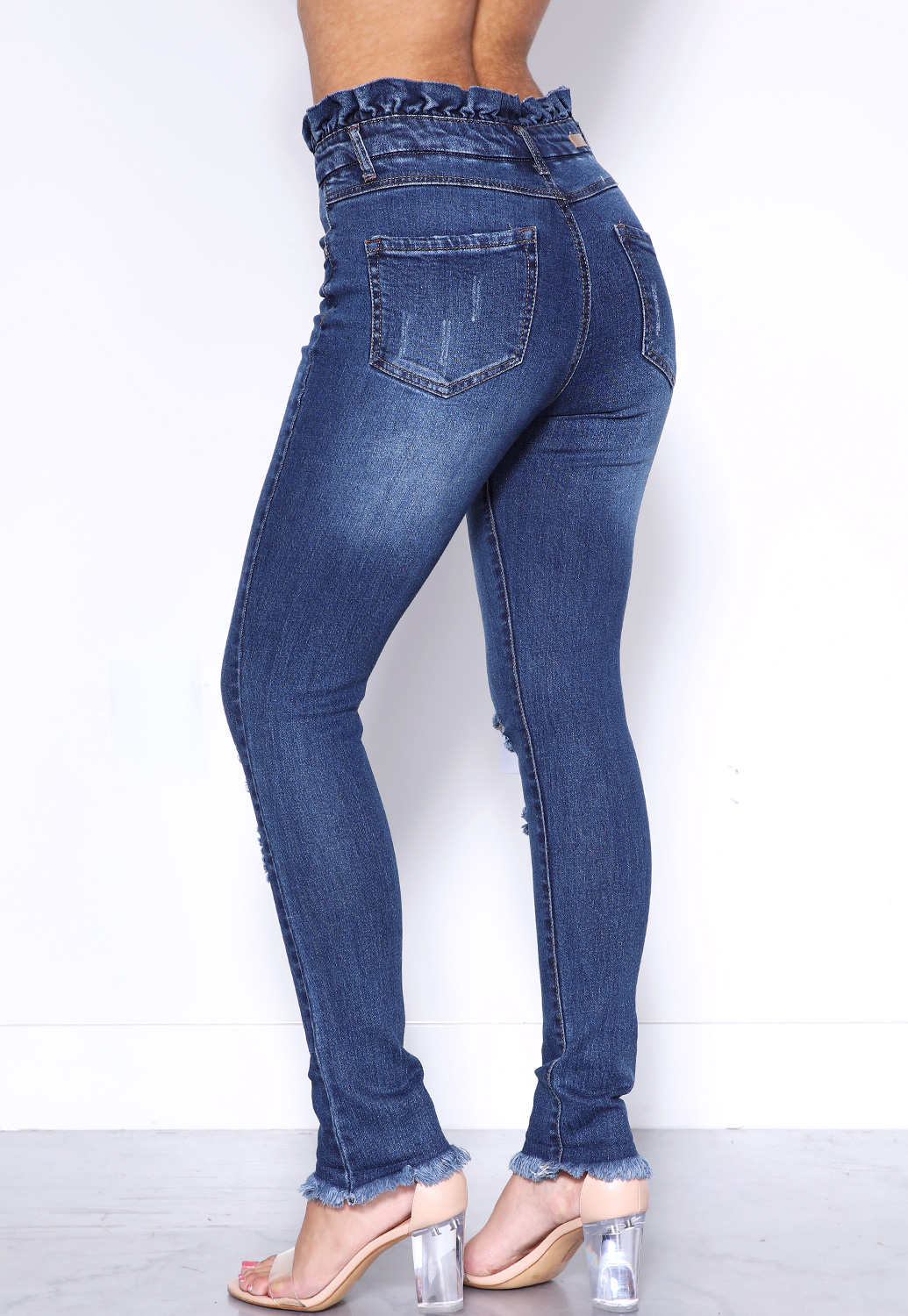 Ruffle Waist Skinny Jeans | Shop at Papaya Clothing
