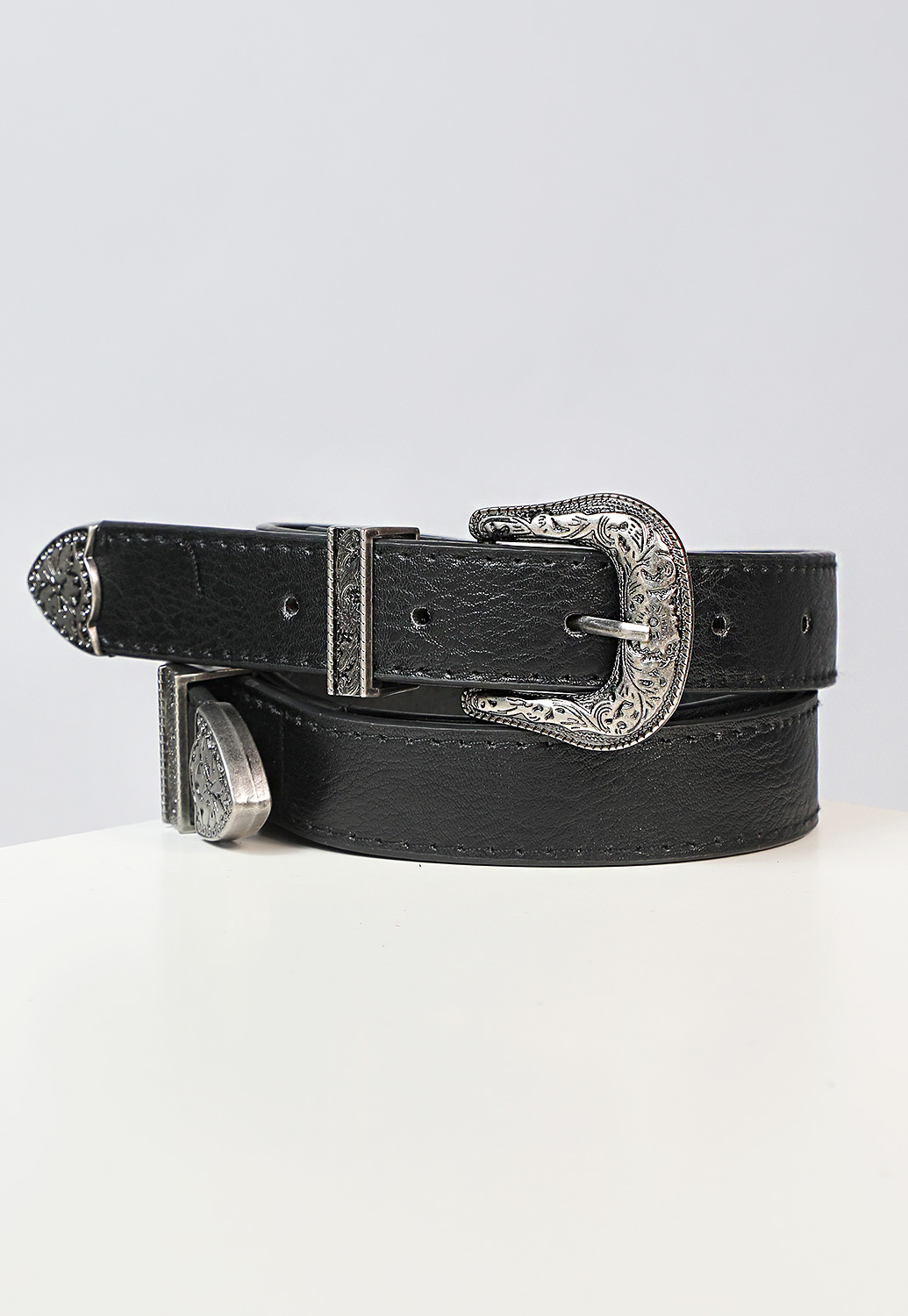 Faux Leather Double-Buckle Hip Belt