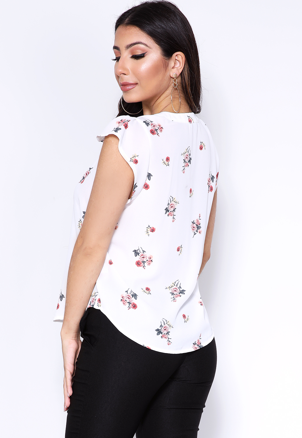  Floral Print Dressy Top 