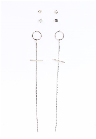 Stud And Chain Drop Earring Set